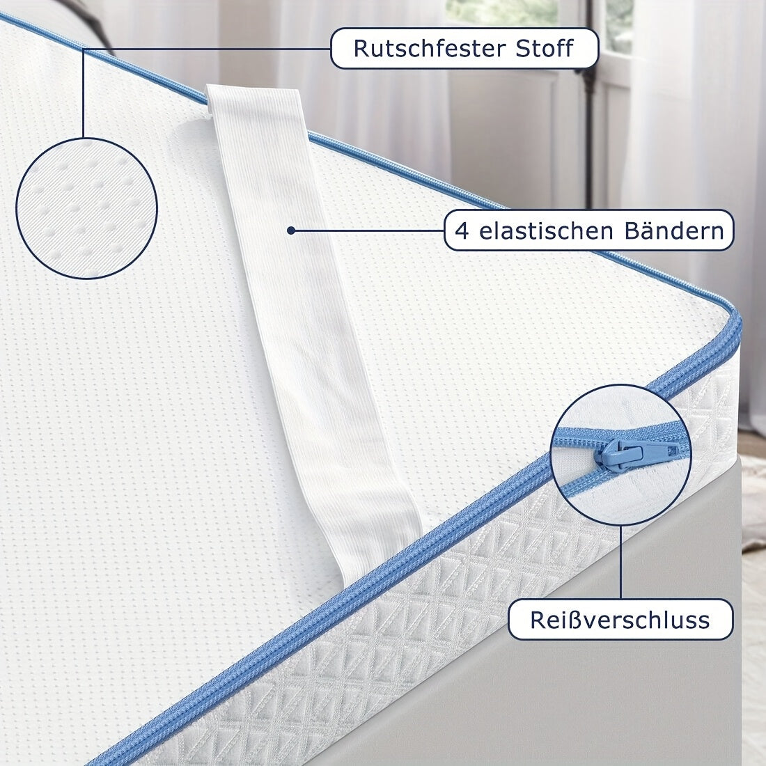 Matras Topper – Topmatras – Topdekmatras – Matrastopper – Topmatras 160x200 cm – 10 cm Dik – Dubbele Hardheid H2 & H3 – Wasbare Afritsbare Hoes