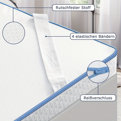 Gel Topper – Matras Topper – Traagschuim Matras – Matrasverbeteraar – Matrasbeschermer – 160x200 cm – 10 cm Dikke Topper – Verkoelend Gelmateriaal – Dubbele Hardheid H2 & H3
