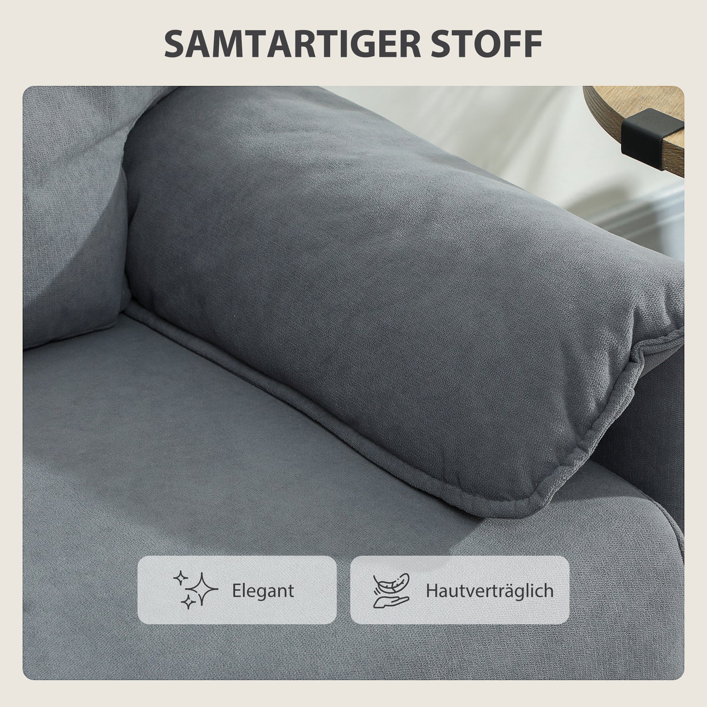 2-Zits Bank – Tweezitsbank – Loveseat – Sofa – Zithoek – Grijs – Fluwelen Bekleding – Extra Dikke Kussens