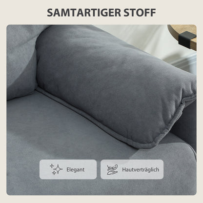 2-Zits Bank – Tweezitsbank – Loveseat – Sofa – Zithoek – Grijs – Fluwelen Bekleding – Extra Dikke Kussens