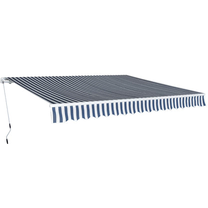 Uitschuifbare Zonwering – Knikarmscherm – Terraszonwering – Balkonzonwering – Schaduwdoek – 400 cm Breed – Waterafstotend Polyester – Stevig Aluminium Frame - Blauw en Wit