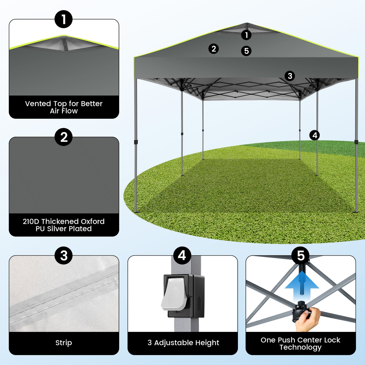 Pop-up Partytent – Zomertent – Vouwtent – Canopy – Tuinpaviljoen – 3x6m Met 6 Afneembare Zijwanden – Verstelbare Hoogte En Stevig Frame – Wit