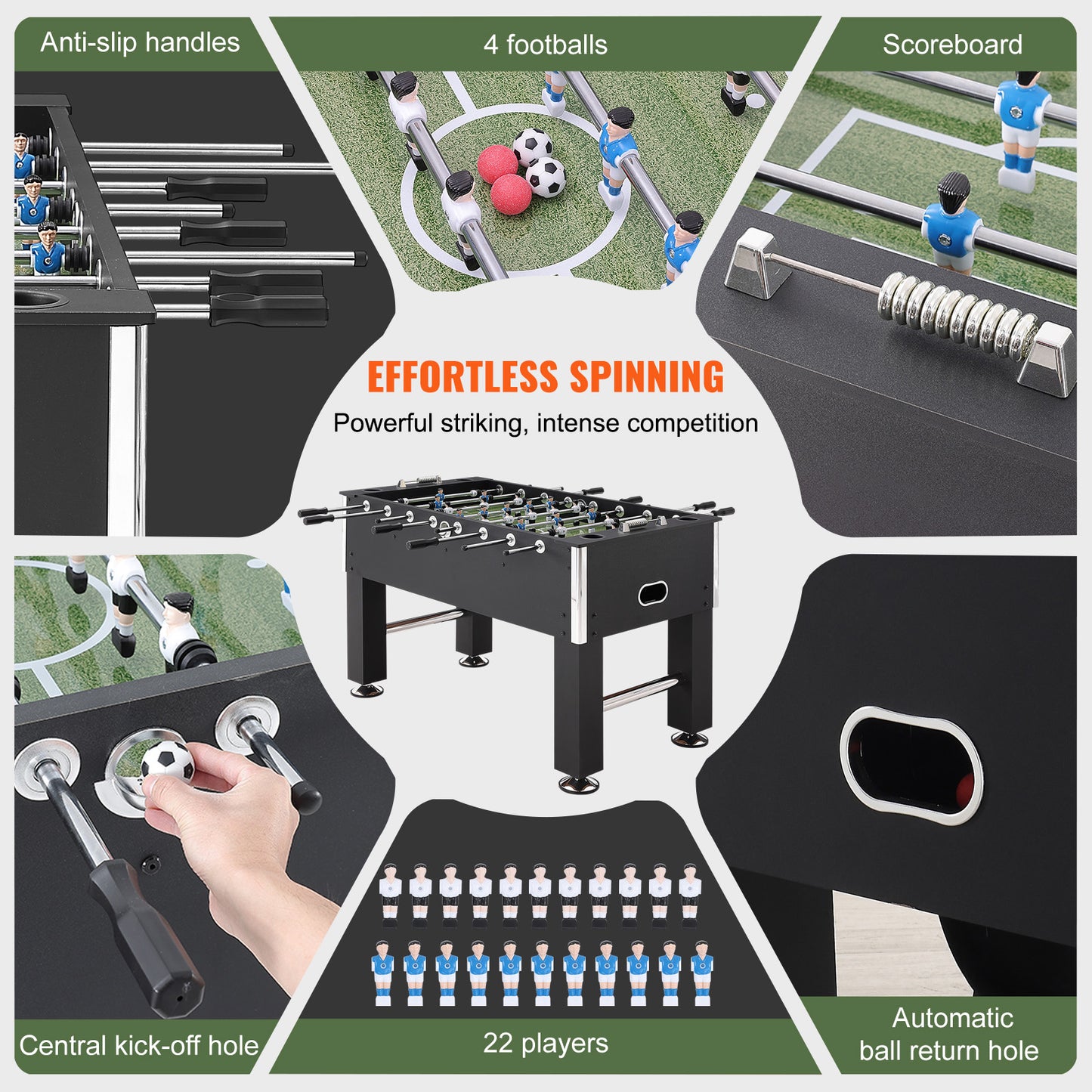 Tafelvoetbalspel – Voetbaltafel – Tafelvoetbal – Voetbalspel – Speltafel – 55 Inch Grootte – MDF & Metalen Frame
