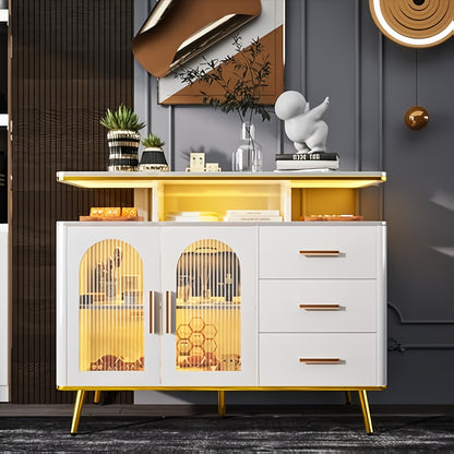 Keukenkast – Buffetkast – Opbergkast – Sideboard – Dressoir – Wit – 3 Lades En 2 Deuren – Stevig Hout En Compact Design