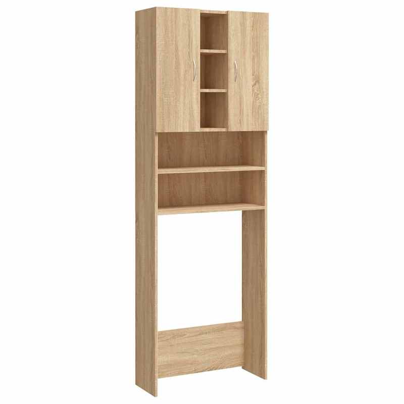 Wasmachinekast – Wasmachine Meubel – Wasmachine Ombouw – Opbergkast – Badkamerkast – Sonoma Eiken – 64x25,5x190 cm – Hoogwaardig Hout – Veel Opbergruimte