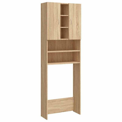 Wasmachinekast – Wasmachine Meubel – Wasmachine Ombouw – Opbergkast – Badkamerkast – Sonoma Eiken – 64x25,5x190 cm – Hoogwaardig Hout – Veel Opbergruimte