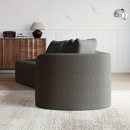 Hoekbank Oversized Hoeksalon Modulaire Bank Loungebank Modulair Zithoek – Grijs Neutrale Stof – Wolkvormige Rugkussens – 4 Sierkussens – Geschikt Voor 4 Personen