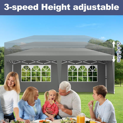 Vouwcarport – Partytent – Tuintent – Vouwtent – Vouwpaviljoen – Grijs – 3x6 Meter – UV-Beschermend Polyester
