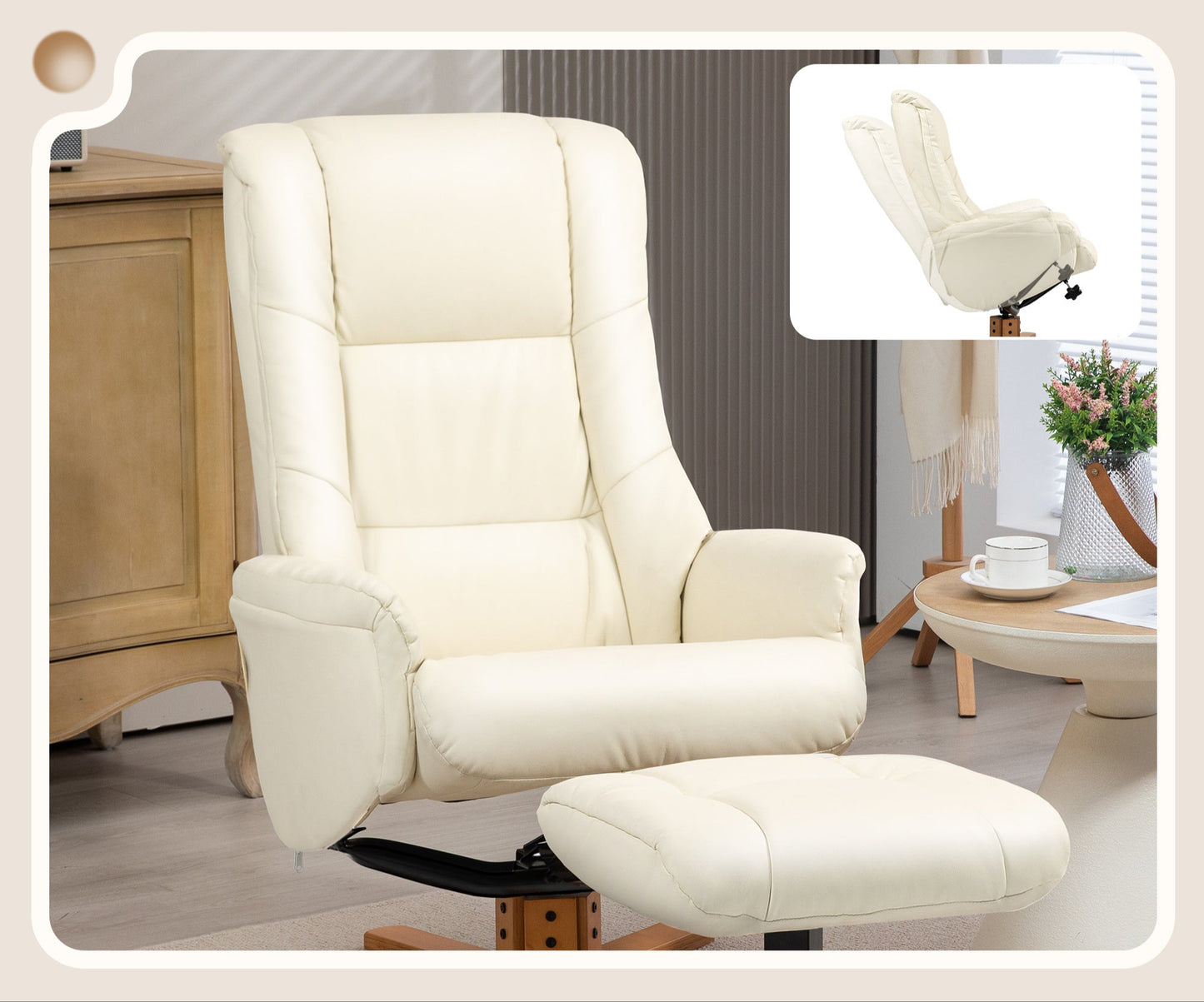 Relaxfauteuil – Relaxstoel – Tv-stoel – Schommelstoel – Loungefauteuil – Kunstleer – Verstelbaar Tot 135° – Houten Frame