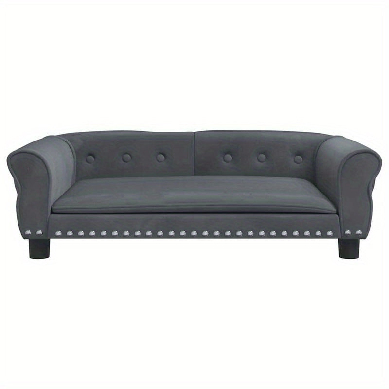 Hondenbed – Hondenslaapplaats – Hondenmand – Hondenmat – Middelgrote Hond – Donkergrijs Velvet – Comfortabele Vulling – Royale Afmetingen 95x55x30 cm
