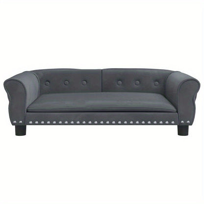 Hondenbed – Hondenslaapplaats – Hondenmand – Hondenmat – Middelgrote Hond – Donkergrijs Velvet – Comfortabele Vulling – Royale Afmetingen 95x55x30 cm