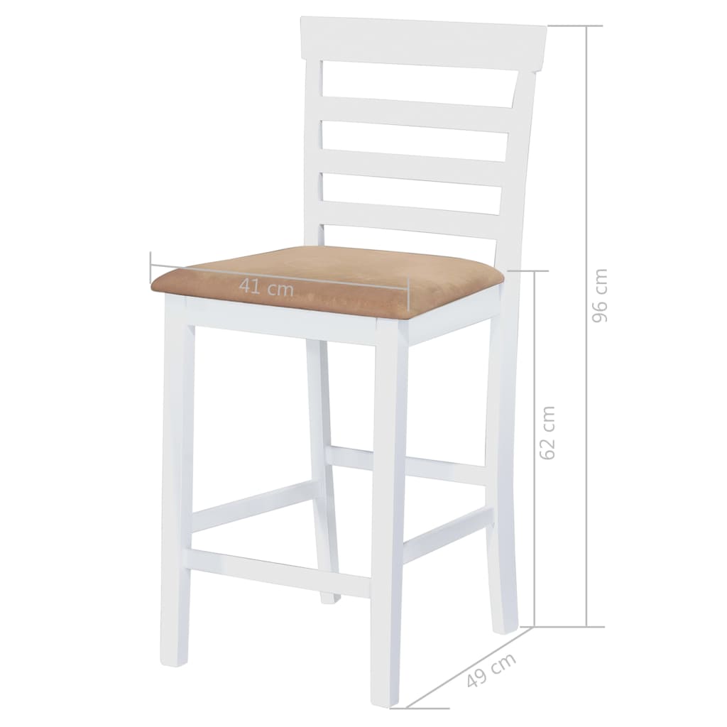 Eetkamerset – Barkrukset – Keukentafelset – Bistroset – Barset – Wit – Houten fineer tafelblad – Comfortabele gestoffeerde barkrukken
