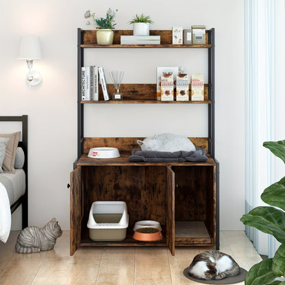 Kattenbakmeubel – Kattenbak Kast – Kattenhuis – Kattenbakkast – Kattenbak Ombouw – Wit Houten Meubel – Ruim Met Ventilatiesysteem – Compact En Makkelijk Schoon Te Maken
