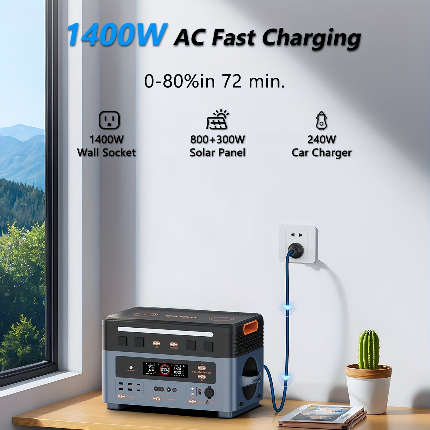 Powerstation – Draagbare Generator – Noodstroom – Zonne-energiecentrale – Camping Accu – 2016 Wh LFP Batterij – 2400 W Output Met 5 ms UPS & Ingebouwde 50 W Speakers