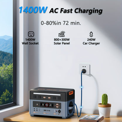 Powerstation – Draagbare Generator – Noodstroom – Zonne-energiecentrale – Camping Accu – 2016 Wh LFP Batterij – 2400 W Output Met 5 ms UPS & Ingebouwde 50 W Speakers