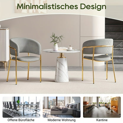 Eetstoel – Eetkamerstoel – Kuipstoel – Stoel – Meubel – Modern Design – Grijze Zitting Met Wit Marmer Onderstel – Onderhoudsvriendelijk & Compact