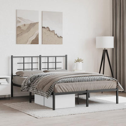 Bed Frame with Headboard Metal Black 135X190 Cm