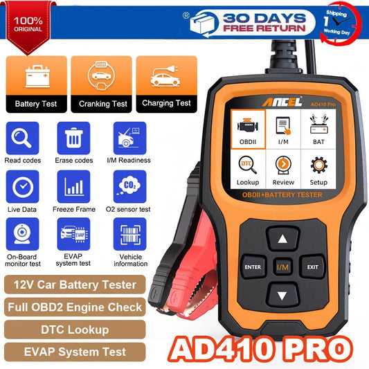 OBD2 Scanner – Autodiagnose Tool – Foutcode Lezer – Batterijtester – Startaccu Tester – 2-in-1 Functie – 12V Batterijtest 100-2000 CCA