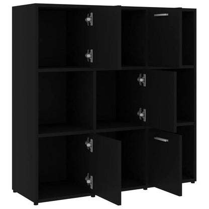 Zwarte Houten Boekenkast – Boekenkast Meubel – Staande Plank – Opbergrek – Wandkast – 90x30x90 cm – 6 Vak Compartimenten – Vrijstaand Modern Design