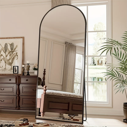 Vloerspiegel – Volledige Lengte Spiegel – Staande Spiegel – Grote Spiegel – Boogspiegel – Aluminium Frame – Schokbestendig Glas – 180x66 cm – Vrijstaand Design