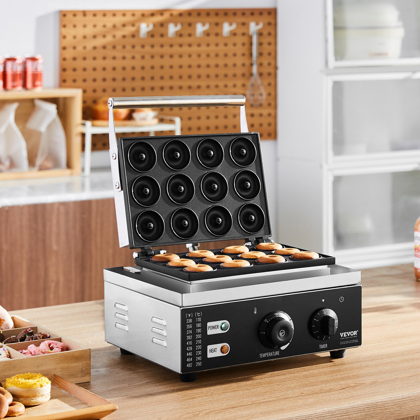 Donutmaker – Donutmachine – Mini Donut Maker – Donut Bakvorm – Wafelmaker – 12 Donuts Tegelijk – 1550W Roestvrij Staal Met Dubbelzijdige Verwarming