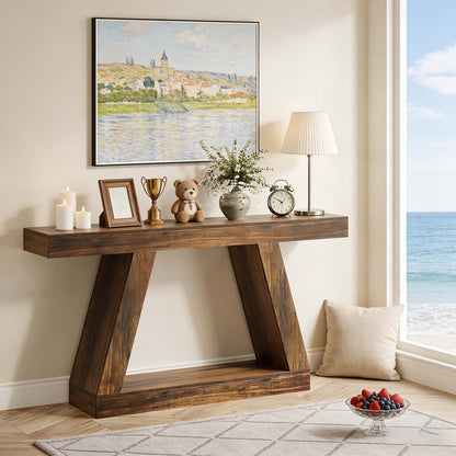 1pc 139.7cm Modern Rustic Farmhouse Console Table - Long Narrow Sofa Entryway Table with Storage Shelf, Space-Saving /Particleboard Suitable for Hallway, Living Room, Assembly, Spacious for Decorations (Table Only)