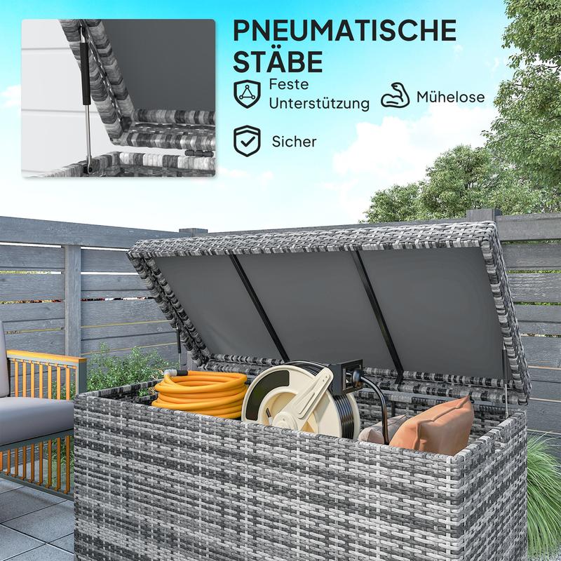 Opbergbox – Opbergmand – Opbergkist – Opbergdoos – Grote Rattan Opbergbox – 380L – UV-Bestendig – 130x61x65 cm – Donkergrijs