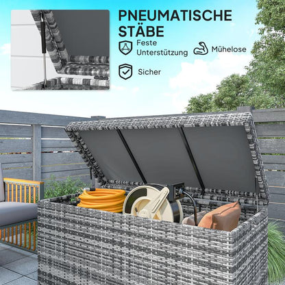 Opbergbox – Opbergmand – Opbergkist – Opbergdoos – Grote Rattan Opbergbox – 380L – UV-Bestendig – 130x61x65 cm – Donkergrijs