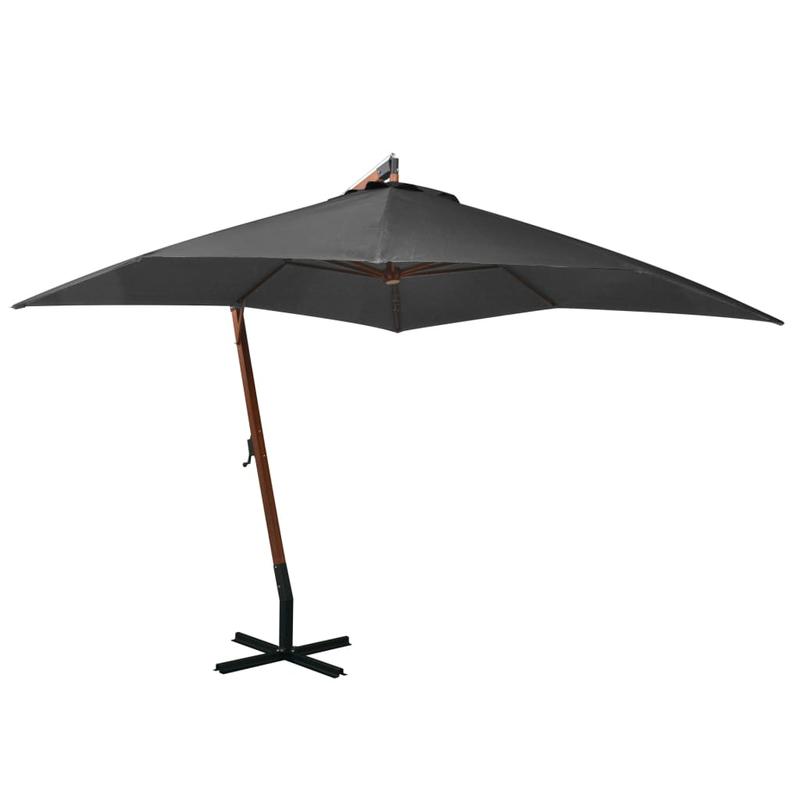 Zwevende Parasol – Hangende Parasol – Balkonparasol – Tuinparasol – 3x3 Meter – Waterbestendig Polyester – Massief Grenenhout