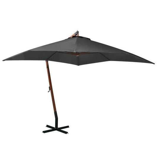 Zwevende Parasol – Hangende Parasol – Balkonparasol – Tuinparasol – 3x3 Meter – Waterbestendig Polyester – Massief Grenenhout