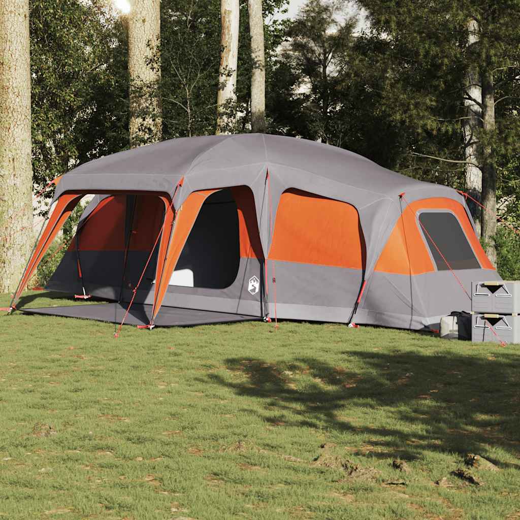 Gezinstent – Familietent – Kampeertent – Bungalowtent – Tent – Waterdicht Polyester – Met Afneembare Buitentent – King Poles Voor Luifel – Grijs Oranje