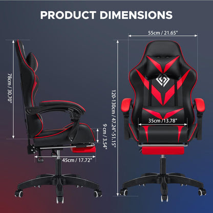 Gaming Stoel – Gaming Chair – Bureaustoel – Computestoel – Gameloungestoel – Wit Roze – Ergonomisch Design – 2-Punts Lumbale Massage