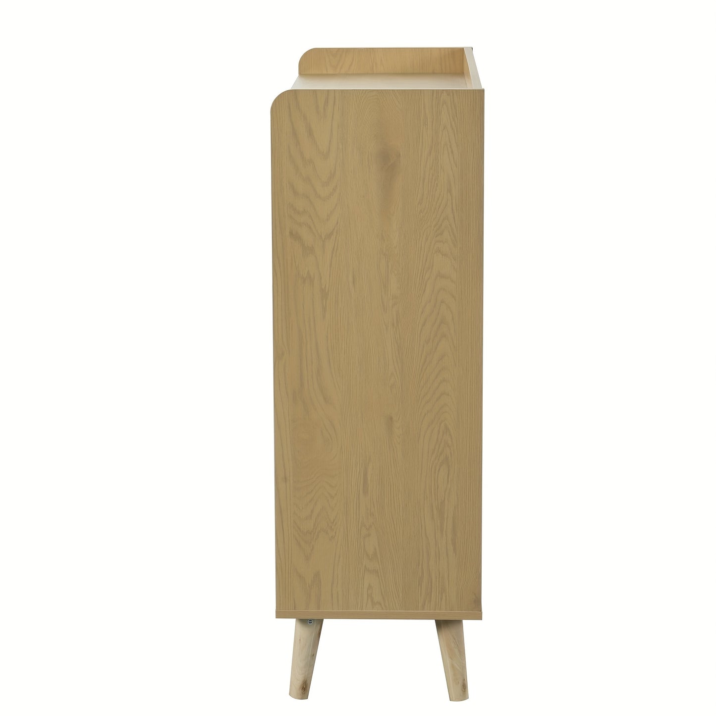 Natural Rattan Shoe Cabinet with Double Doors And Five Shelves for Entryway. with Wooden Handles And Solid Wood Legs. Dimensions: W80/H105/D35cm.