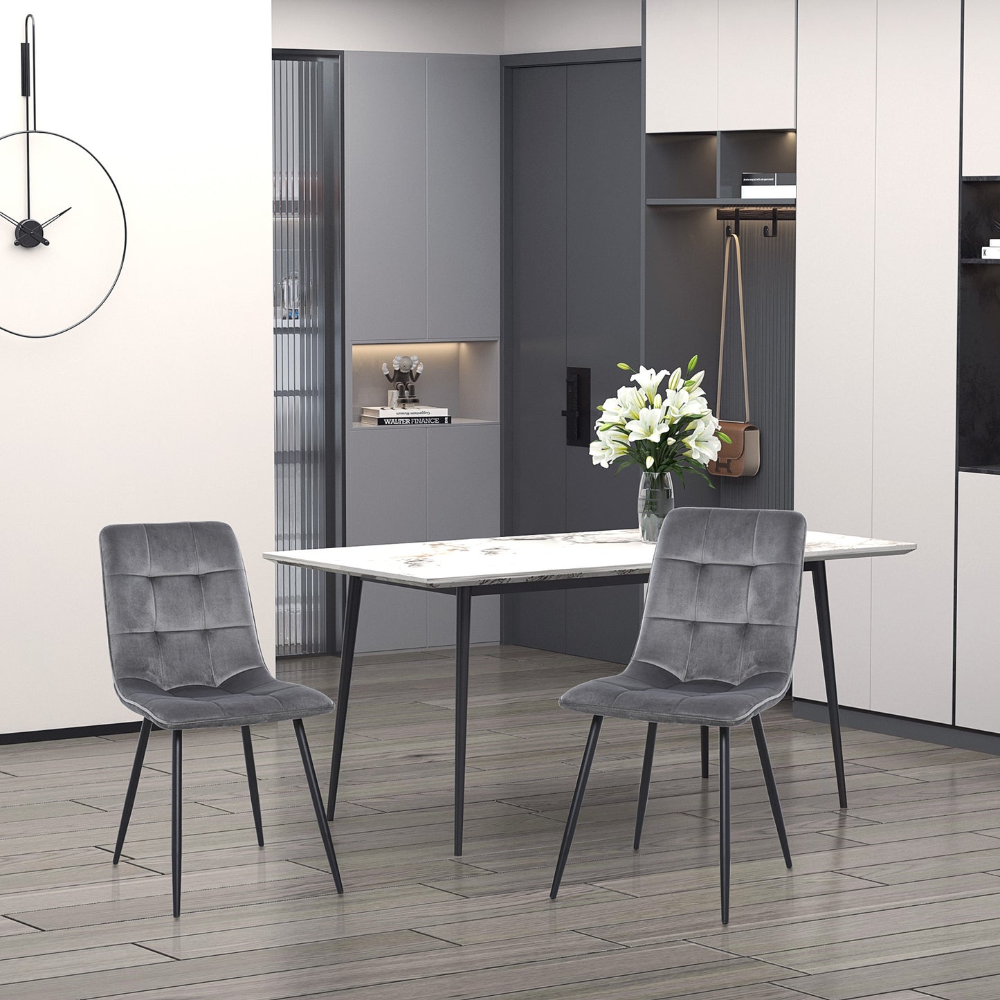 Eetkamerstoel – Kuipstoel – Keukenstoel – Stoel – Set van 2 – Velvet Bekleding – Metalen Onderstel – Hoog Comfort – Draagvermogen 120 kg