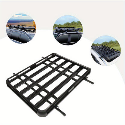 Universele Aluminium Dakdrager Mand – Dakkoffer – Autodrager – Dakbak – Rooftop Cargo Carrier – 140 cm – Verstelbaar – Sterk & Duurzaam – Zwart