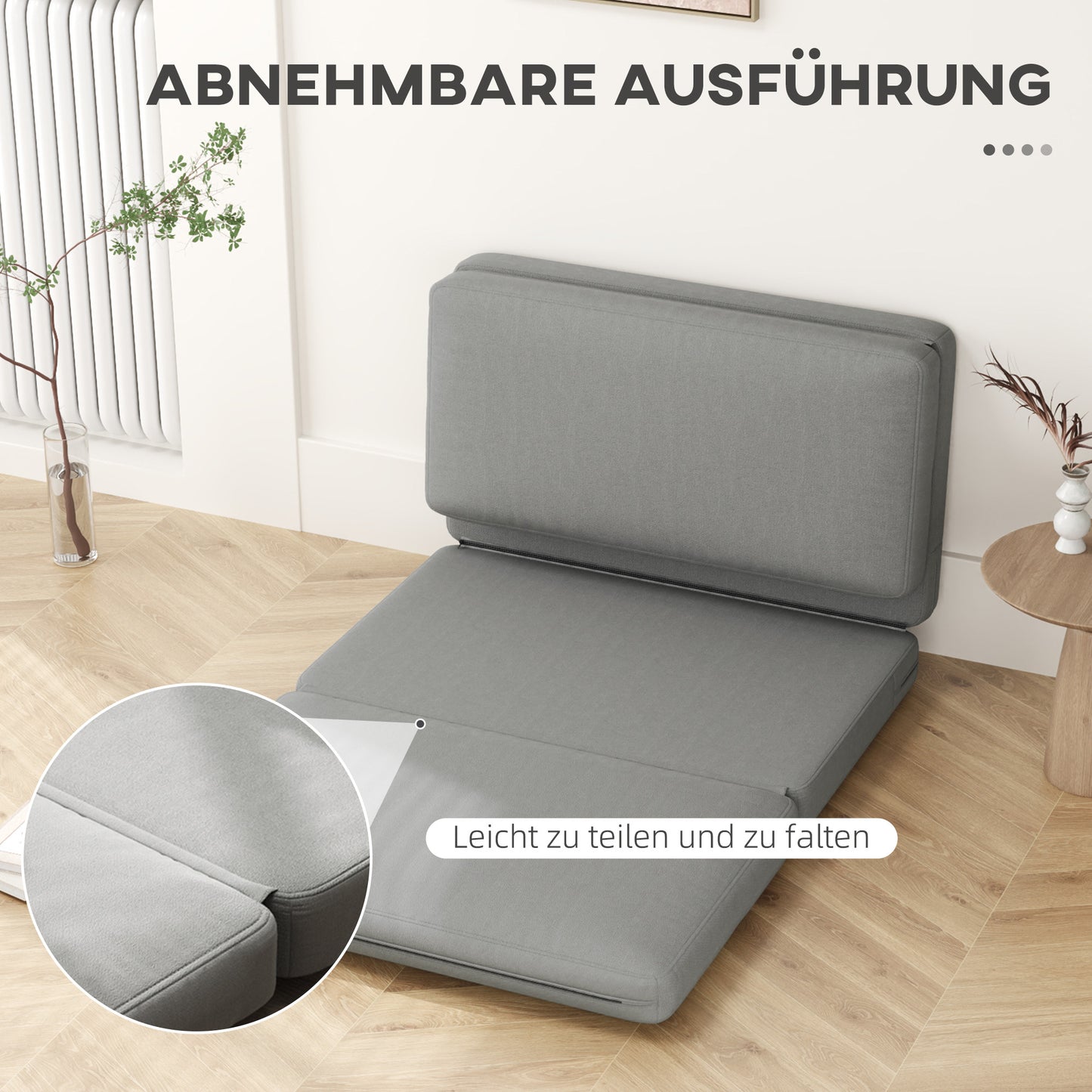 2-In-1 Relaxstoel – Logeerbed – Opvouwbare Stoel – Gastenbed – Deelbaar – Lichtgrijs – 120 Cm Breed – Handmatig Zonder Elektriciteit