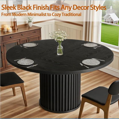 Ronde Eettafel – Eettafel Rond – Keukentafel – Eetkamertafel – Tafel Rond – 120 cm Diameter – MDF Tafelblad – Mat Zwart Metalen Onderstel