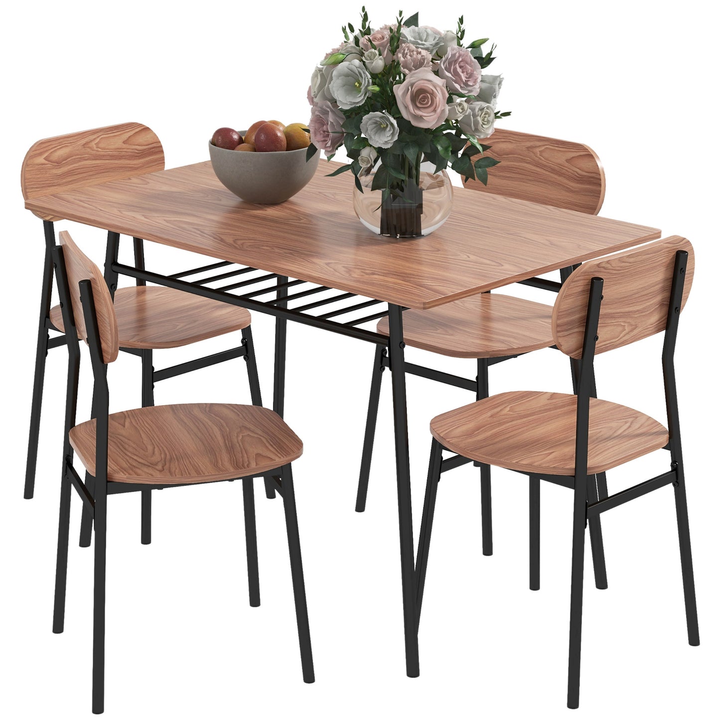 Eettafelset – Eettafel Met Stoelen – Keukentafel – Eetkamerset – Eettafel Meubels – Teakhout – Ruimtebesparend Met Opbergruimte