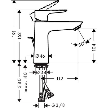 Badkamerkraan – Wastafelkraan – Mengkraan – Toiletkraan – Kraan – ComfortZone 110 mm – Waterbesparend 2,7 l/min
