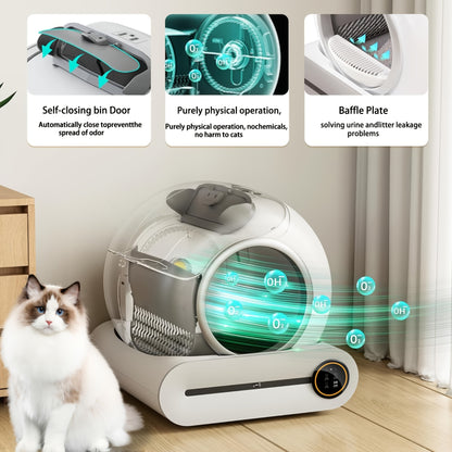 Zelfreinigende Kattenbak – Automatische Kattenbak – Zelfreinigend Kattenbak Toilet – Elektrische Kattenbak – XXL Kattenbak – Gesloten Design – Inclusief Zeef en Trappetjes – Anti Knelschade Mechanisme