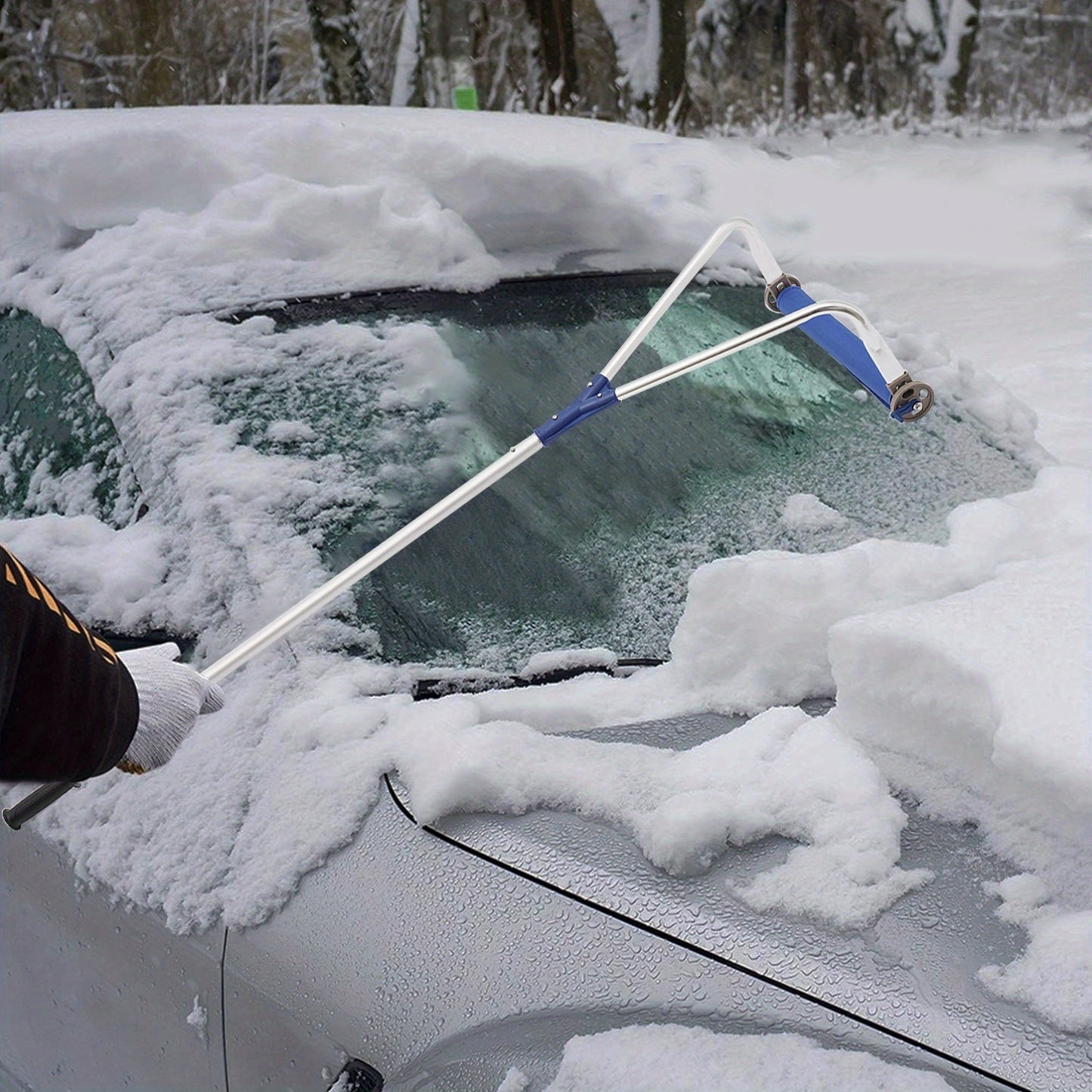 Instelbare Dak Sneeuwhark – Sneeuwschuiver – Dakschuiver – Sneeuwruimer – Dakveger – Aluminium & Oxford Materiaal – Telescopisch Design