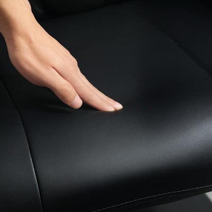 Draaifauteuil – Relaxfauteuil – Lounge Chair – Fauteuil Met Voetenbank – Zwarte Draaistoel – Ergonomisch Verstelbare Rugleuning – Massief Houten En Metalen Frame 150kg Capaciteit