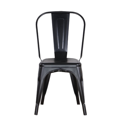 Eetkamerstoelen – Keukenstoelen – Woonkamerstoelen – Buitensstoelen – Stapelbare Stoelen – Set Van 4 Zwart – Stevig Metalen Frame – Comfortabel Ergonomisch Design