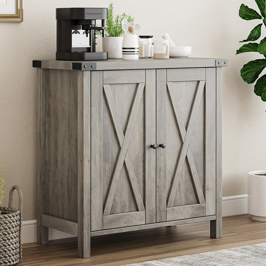 Farmhouse Sidetable – Dressoir – Buffetkast – Opbergkast – Haltafel – Grijs – MDF Metalen Poten – Compact Ontwerp Met 2 Lades