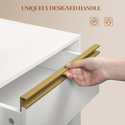 Nachtkastje – Bijzettafel – Opbergkastje – Nachtkast – Wandkast – Set Van 2 – 3 Lades – Verwijderbare Pootjes – Wit