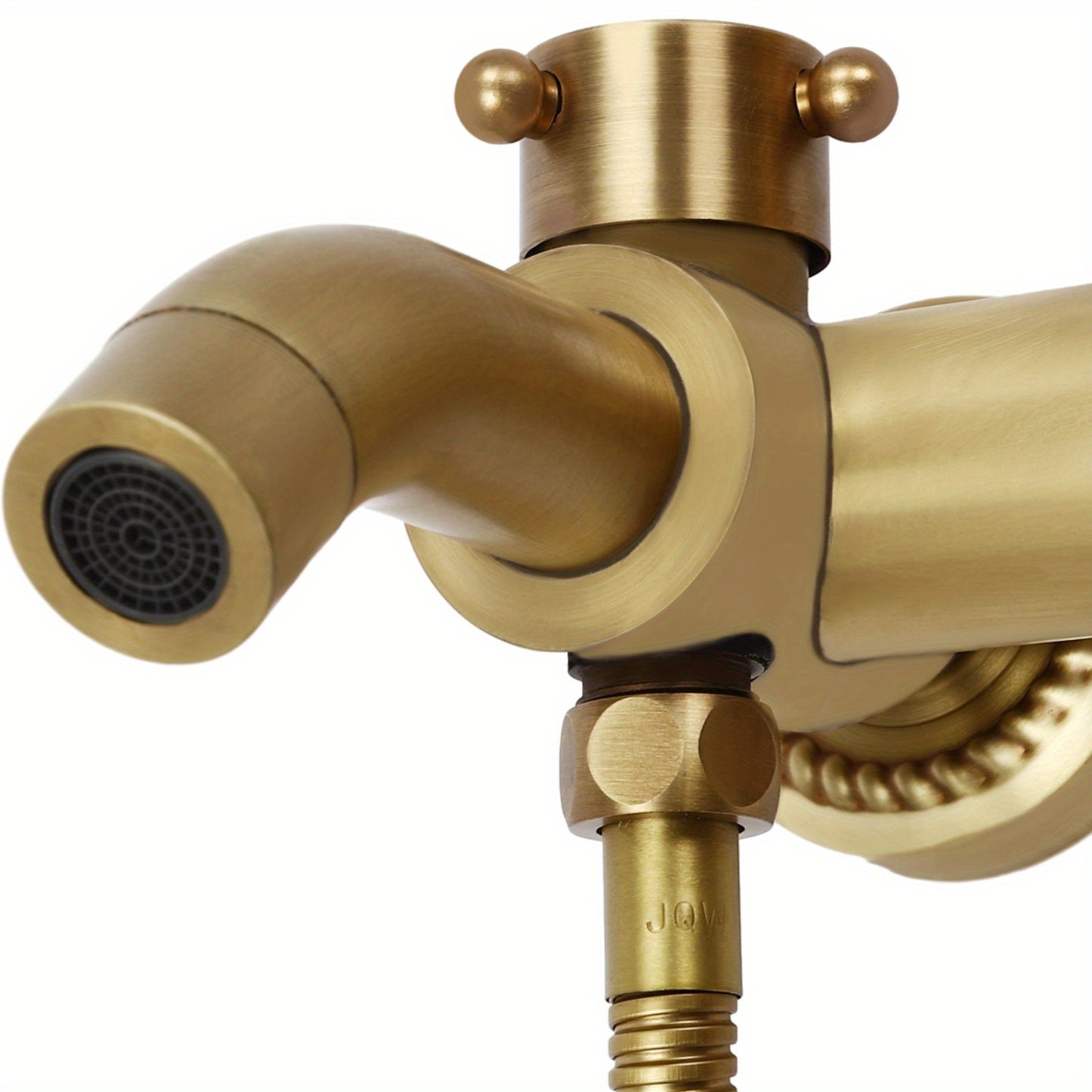 1 Set Antique Brass Shower System - Heavy-Duty Brass & Wall-Mounted Rain Shower Head with Handheld Attachment, 3-Spray Modes (Rain/Handheld/Combination), Fit for Modern Bathroom, Vintage Bath Set for Hot & Cold Water