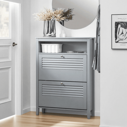 Schoenenkast – Schoenenrek – Schoenenopberger – Schoenenkast – Opbergkast – 2 Kleppen – Compact 80x108x25 cm – MDF & Spaanplaat Wendbaar