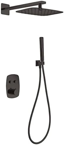 Thermostaat Douche Set – Douchekraan – Thermostaatkraan – Handdouche – Hoofddouche – Mat Zwart – Veiligheidsstop 38°C – Turbo Clean Systeem
