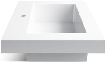 RICA Washbasin Surface Mounted Sink Square 60x40cm with Tap Hole, Durable, Modern, Chemical Resistant, Warm Touch, White Made of Conglomerate - QUORE