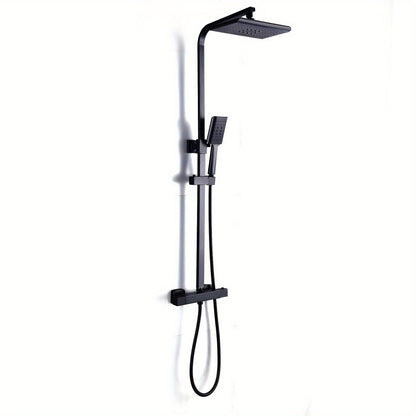 Doucheset – Douchekop – Regendouche – Handdouche – Douchekraan – Thermostatisch – Roestvrij Staal – Verstelbare Hoogte – 18x27 cm Regendouche